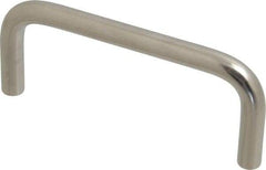 Amatom Electronic Hardware - 4-3/8" Long x 1-7/8" High, Round Handle - Clear Passivated, Stainless Steel, 4" Center to Center - Exact Tool & Supply