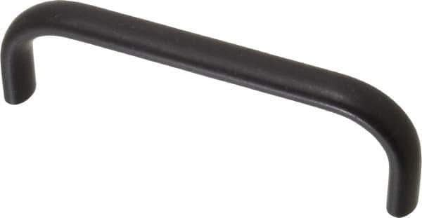 Amatom Electronic Hardware - 4-9/32" Long x 0.44" Wide x 1-9/32" High, Oval Handle - Black Anodized, Aluminum, 4" Center to Center - Exact Tool & Supply