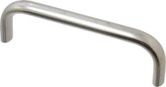 Amatom Electronic Hardware - 4-9/32" Long x 0.44" Wide x 1-9/32" High, Oval Handle - Clear Passivated, Stainless Steel, 4" Center to Center - Exact Tool & Supply