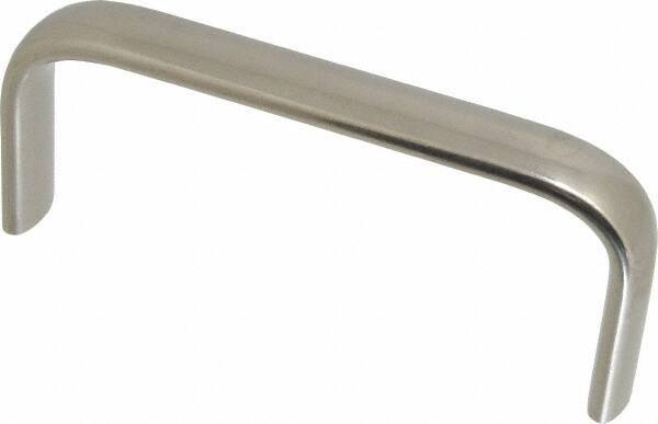 Amatom Electronic Hardware - 4-25/32" Long x 0.63" Wide x 2" High, Oval Handle - Clear Passivated, Stainless Steel, 4-1/2" Center to Center - Exact Tool & Supply