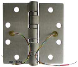 Stanley - 4-1/2" Long x 4-1/2" Wide Steel Full Mortise, Concealed Electric Commercial Hinge - Exact Tool & Supply
