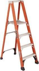 Louisville - 6 Steps, 6' High, Type IAA Rating, Fiberglass Platform Ladder - 375 Lb Capacity, 28-1/8" Base Width - Exact Tool & Supply