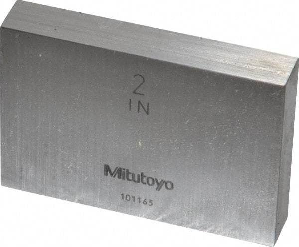 Mitutoyo - 2" Rectangular Steel Gage Block - Accuracy Grade 0, Includes Certificate of Inspection - Exact Tool & Supply