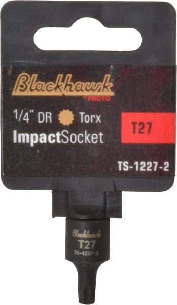Blackhawk by Proto - 1/4" Drive, T27 Impact Torx Bit Socket - 1-3/16" OAL - Exact Tool & Supply