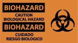 NMC - "Biohazard - Caution - Biological Hazard", 10" Long x 18" Wide, Pressure-Sensitive Vinyl Safety Sign - Rectangle, 0.004" Thick, Use for Hazardous Materials - Exact Tool & Supply
