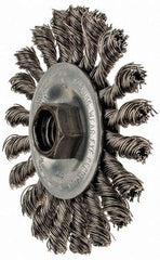 Anderson - 4" OD, 5/8-11 Arbor Hole, Knotted Stainless Steel Wheel Brush - 3/8" Face Width, 1" Trim Length, 0.02" Filament Diam, 20,000 RPM - Exact Tool & Supply