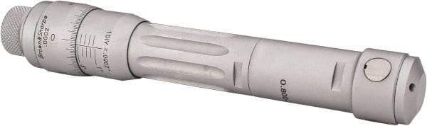 TESA Brown & Sharpe - 0.8 to 1", 3" Gage Depth, Mechanical Inside Hole Micrometer - 0.0002" Graduation, Ratchet Stop Thimble - Exact Tool & Supply