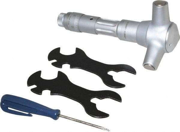 TESA Brown & Sharpe - 3.2 to 3.6", 3" Gage Depth, Mechanical Inside Hole Micrometer - 0.0002" Graduation, Ratchet Stop Thimble - Exact Tool & Supply