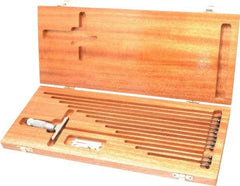 TESA Brown & Sharpe - 0 to 12" Range, 12 Rod, Satin Chrome Finish Mechanical Depth Micrometer - Friction Thimble, 2-1/2" Base Length, 0.001" Graduation, 1/8" Rod Diam - Exact Tool & Supply