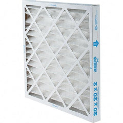 Made in USA - 20" Noml Height x 20" Noml Width x 2" Noml Depth, 35% Capture Efficiency, Wire-Backed Pleated Air Filter - MERV 8, Synthetic, Integrated Paperboard Frame, 500 Max FPM, 1,050 CFM, For Any Unit - Exact Tool & Supply