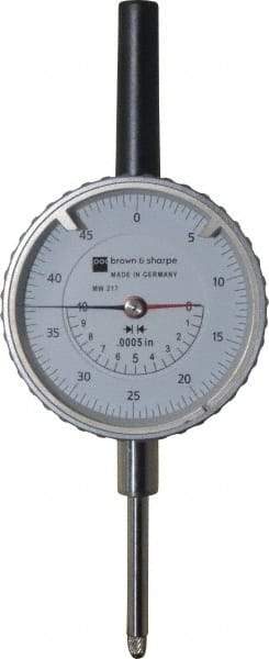 TESA Brown & Sharpe - 1" Range, 0-50 Dial Reading, 0.0005" Graduation Dial Drop Indicator - 2-1/4" Dial, 0.05" Range per Revolution, Revolution Counter - Exact Tool & Supply
