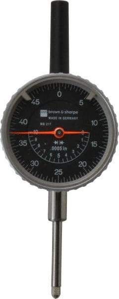 TESA Brown & Sharpe - 1" Range, 0-50 Dial Reading, 0.0005" Graduation Dial Drop Indicator - 2-1/4" Dial, 0.05" Range per Revolution, Revolution Counter - Exact Tool & Supply