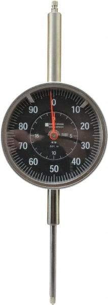 TESA Brown & Sharpe - 2" Range, 0-100 Dial Reading, 0.001" Graduation Dial Drop Indicator - 3" Dial, 0.1" Range per Revolution, Revolution Counter - Exact Tool & Supply