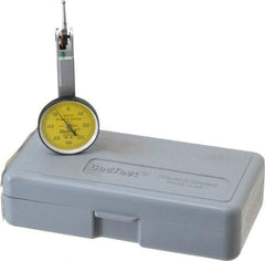 TESA Brown & Sharpe - 0.8 mm Range, 0.01 mm Dial Graduation, Horizontal Dial Test Indicator - 28 mm White Dial, 0-0.4-0 Dial Reading, 0.01 mm - Exact Tool & Supply