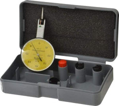 TESA Brown & Sharpe - 0.8 mm Range, 0.01 mm Dial Graduation, Horizontal Dial Test Indicator - 38 mm White Dial, 0-0.4-0 Dial Reading, 0.01 mm - Exact Tool & Supply