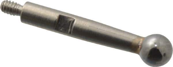 TESA Brown & Sharpe - 3mm Ball Diam, Carbide, Ball Test Indicator Contact Point - 1/2" Contact Point Length, Use with Brown & Sharpe BesTest 599 Series - Exact Tool & Supply