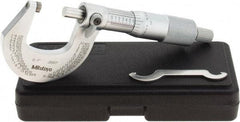Mitutoyo - 0 to 1" Range, 0.0001" Graduation, Mechanical Outside Micrometer - Ratchet Stop Thimble, Accurate to 0.0001" - Exact Tool & Supply