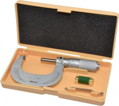 Mitutoyo - 1 to 2" Range, 0.0001" Graduation, Mechanical Outside Micrometer - Friction Thimble, Accurate to 0.0001" - Exact Tool & Supply