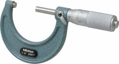 Mitutoyo - 1 to 2" Range, 0.0001" Graduation, Mechanical Outside Micrometer - Friction Thimble, Accurate to 0.0001" - Exact Tool & Supply
