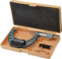 Mitutoyo - 50 to 75mm Range, 0.01mm Graduation, Mechanical Outside Micrometer - Ratchet Stop Thimble, Accurate to 0.0001" - Exact Tool & Supply