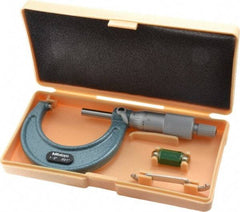 Mitutoyo - 1 to 2" Range, 0.001" Graduation, Mechanical Outside Micrometer - Ratchet Stop Thimble, Accurate to 0.0001" - Exact Tool & Supply