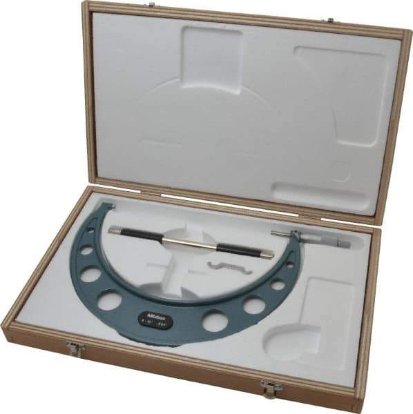 Mitutoyo - 9 to 10" Range, 0.001" Graduation, Mechanical Outside Micrometer - Ratchet Stop Thimble, Accurate to 0.00025" - Exact Tool & Supply