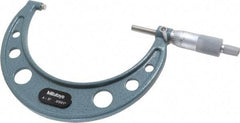 Mitutoyo - 4 to 5" Range, 0.0001" Graduation, Mechanical Outside Micrometer - Ratchet Stop Thimble, Accurate to 0.00015" - Exact Tool & Supply