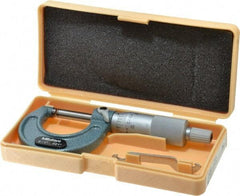 Mitutoyo - 0 to 1" Range, 0.001" Graduation, Mechanical Outside Micrometer - Ratchet Stop Thimble, Accurate to 0.0001" - Exact Tool & Supply