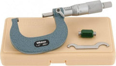 Mitutoyo - 1 to 2" Range, 0.0001" Graduation, Mechanical Outside Micrometer - Ratchet Stop Thimble, Accurate to 0.0001" - Exact Tool & Supply
