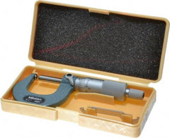 Mitutoyo - 1 Inch Max Measurement, 0.0001 Inch Graduation, Spherical Face Micrometer - Accuracy Up to 0.0002 Inch, Mechanical Operation, Ratchet Stop Thimble, Ball - Exact Tool & Supply