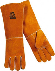 Steiner - Size L Cotton/Foam Lined Cowhide Welding Glove - 18" OAL, Gauntlet Cuff, Thumb Strap, For General Welding - Exact Tool & Supply