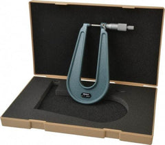 Mitutoyo - 0 to 1" Range, 0.0001" Graduation, Mechanical Outside Micrometer - Ratchet Stop Thimble, 6.3" Throat Depth, Accurate to 0.0002" - Exact Tool & Supply