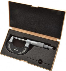 Mitutoyo - 0" to 1" Mechanical Baked Enamel Coated Blade Micrometer - 0.0002" Accuracy, 0.0001" Graduation, 0.4mm Blade Thickness, Ratchet Stop Thimble - Exact Tool & Supply