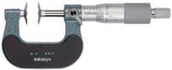 Mitutoyo - 25 to 50mm, 0.01mm Graduation, Ratchet Stop Thimble, Mechanical Disc Micrometer - 4 micro m Accuracy, 20mm Disc, 6.35mm Spindle - Exact Tool & Supply