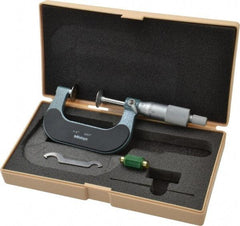 Mitutoyo - 1 to 2 Inch, 0.001 Inch Graduation, Ratchet Stop Thimble, Mechanical Disc Micrometer - 0.0002 Inch Accuracy, 20mm Disc, 6.35mm Spindle - Exact Tool & Supply