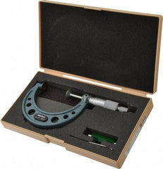 Mitutoyo - 2 to 3 Inch, 0.001 Inch Graduation, Ratchet Stop Thimble, Mechanical Disc Micrometer - 0.0003 Inch Accuracy, 20mm Disc, 6.35mm Spindle - Exact Tool & Supply
