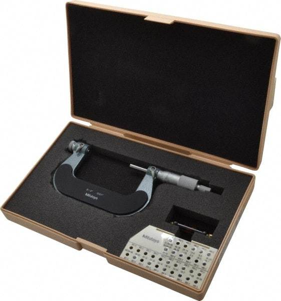 Mitutoyo - 2 to 3" Range, Mechanical Screw Thread Micrometer - Ratchet Stop Thimble, 0.001" Graduation, 0.0002" Accuracy - Exact Tool & Supply