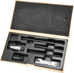 Mitutoyo - 2 to 8", Friction Thimble, Mechanical, Satin Chrome Finish, Interchangeable Rod Micrometer - 0.001 Inch Graduation, Accurate Up to 0.00024+(0.00004xR/20) Inch, 1/2 Inch Travel, 3 Rods - Exact Tool & Supply
