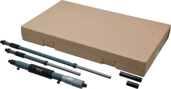 Mitutoyo - 8 to 20", Satin Chrome Coated, Mechanical Inside Micrometer Set - 0.001" Graduation, Friction Thimble - Exact Tool & Supply