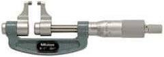 Mitutoyo - 1 to 2" Range, 0.001" Graduation, Mechanical Outside Micrometer - Ratchet Stop Thimble, Accurate to 0.0003" - Exact Tool & Supply