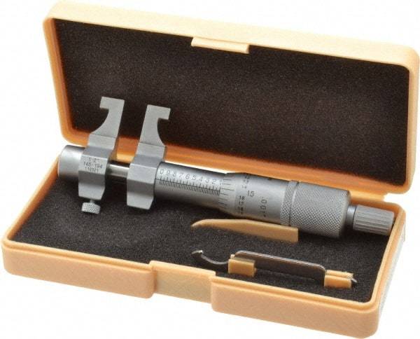 Mitutoyo - 1 to 2 Inch Range, Carbide Satin Chrome Coated, Mechanical Inside Caliper Micrometer - 0.001 Inch Graduation, 0.0003 Inch Accuracy - Exact Tool & Supply