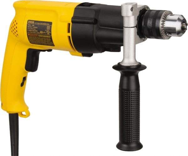 DeWALT - 120 Volt 1/2" Keyed Chuck Electric Hammer Drill - 0 to 19,000 & 0 to 46,000 BPM, 0 to 1,100 & 0 to 2,700 RPM, Reversible - Exact Tool & Supply