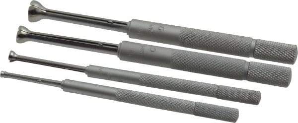 Mitutoyo - 1/8 to 1/2 Inch Measurement, Small Hole Gage Set - 90, 97.6, 102.8 and 108mm Long, Half Ball, Includes Pouch - Exact Tool & Supply