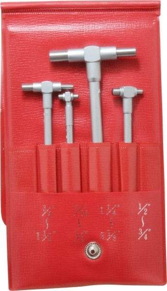 Mitutoyo - 4 Piece, 5/16 to 2-1/8 Inch, Telescoping Gage Set - Includes Fitted Pouch - Exact Tool & Supply