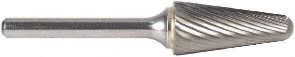 M.A. Ford - 3mm Cut Diam, 3mm Shank Diam, Taper Head Single Cut Burr - Carbide, Radius End, 12.7mm LOC, 76mm OAL - Exact Tool & Supply