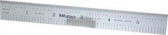 Mitutoyo - 6" Long, 1/100, 1/10" and 0.5, 1mm Graduation, Rigid Stainless Steel Rule - Decimal/Metric Graduation Style, 3/4" Wide, Silver, Satin Chrome Finish - Exact Tool & Supply