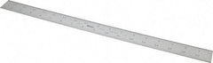 Mitutoyo - 18" Long, 1/100, 1/64, 1/32, 1/10" Graduation, Rigid Stainless Steel Rule - 5R Graduation Style, 1-3/16" Wide, Silver, Satin Chrome Finish - Exact Tool & Supply