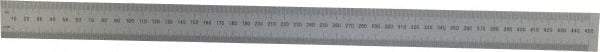 Mitutoyo - 18" Long, 1/64, 1/32" and 0.5, 1mm Graduation, Rigid Stainless Steel Rule - English/Metric Graduation Style, 1-3/16" Wide, Silver, Satin Chrome Finish - Exact Tool & Supply