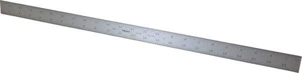 Mitutoyo - 24" Long, 1/100, 1/64, 1/50, 1/32" Graduation, Rigid Stainless Steel Rule - 16R Graduation Style, 1-3/16" Wide, Silver, Satin Chrome Finish - Exact Tool & Supply