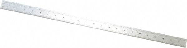Mitutoyo - 24" Long, 1/100, 1/64, 1/32, 1/10" Graduation, Rigid Stainless Steel Rule - 5R Graduation Style, 1-3/16" Wide, Silver, Satin Chrome Finish - Exact Tool & Supply
